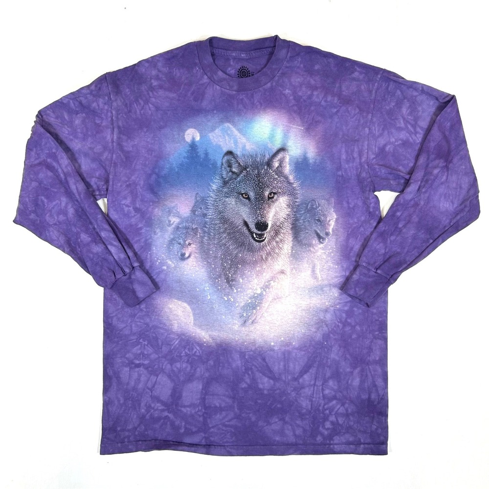 The Mountain Wolf Pack Northern Lights Purple Tie Dye Long Sleeve Shirt Medium